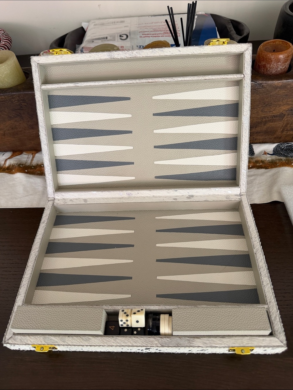“PIGEON-Poodle” Leather Backgammon Set NWOT